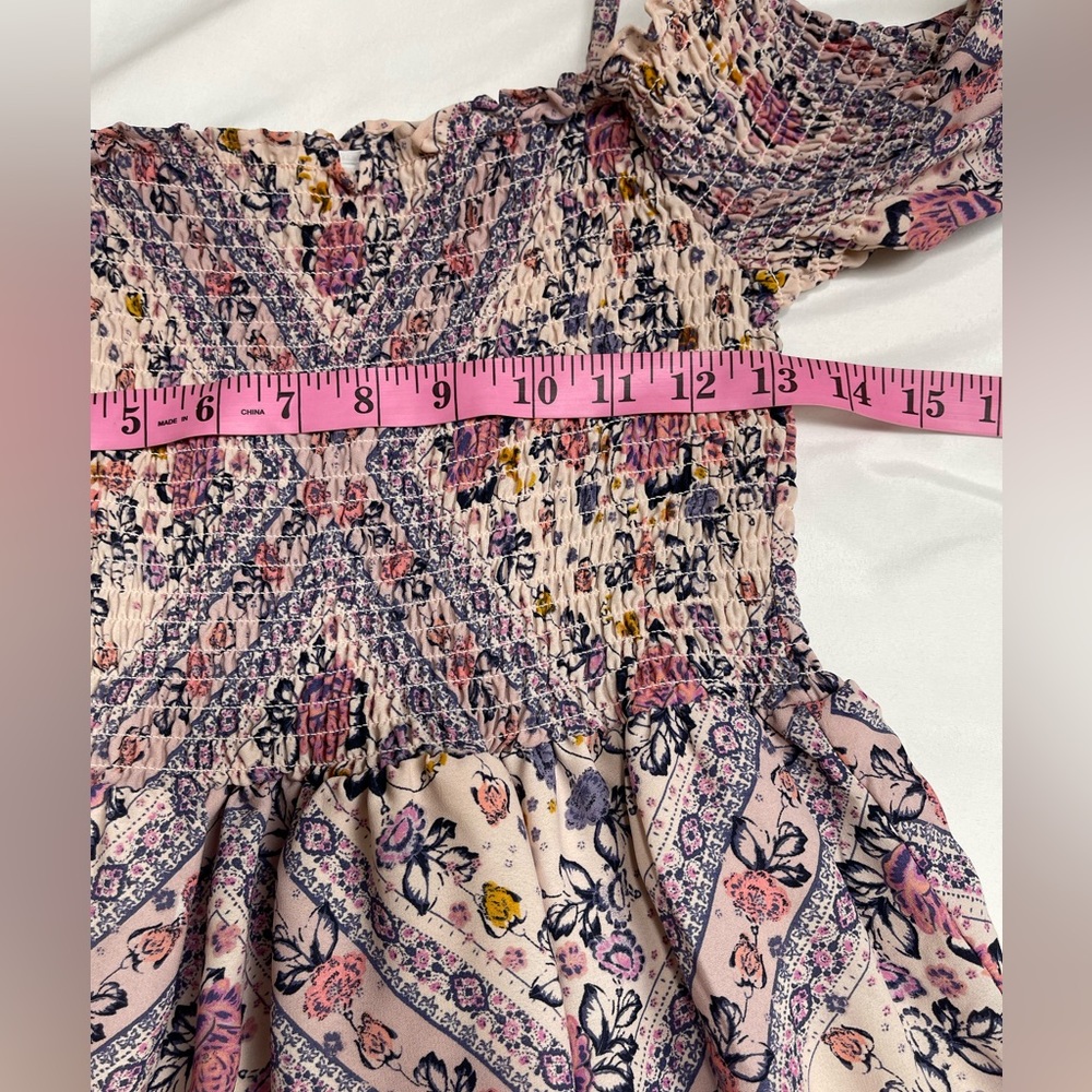 Mason & Belle Smocked off Shoulders Chiffon Floral Mini Dress Size XL - Picture 9 of 12